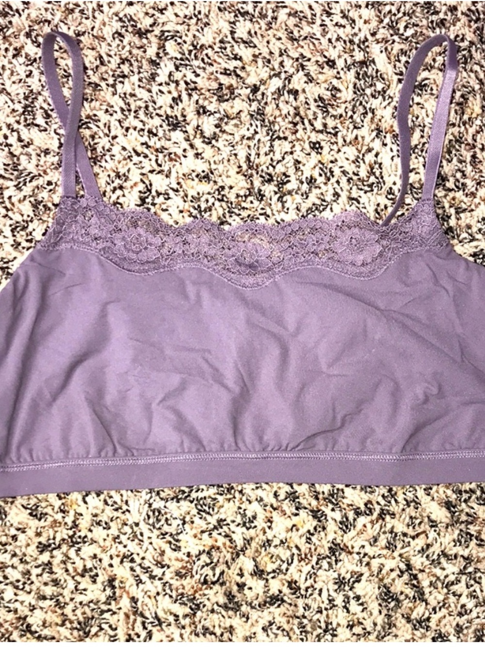 Auden Scoop Lace Trim Bralette - Lavender Gray Size Medium | NWT